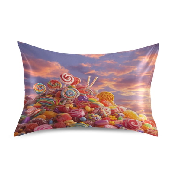 Satin Pillowcase Home Luxury Envelope Pillowcases Soft And Smooth A Large Pile Of Colorful Candies & Lollipops