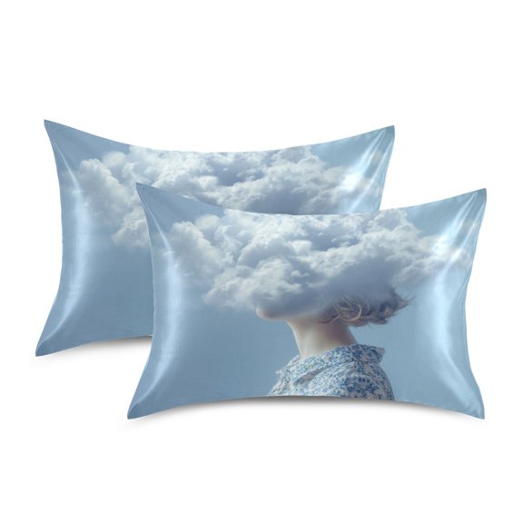 Silky Satin Standard Pillowcases For Hair And Skin Head in The Cloud