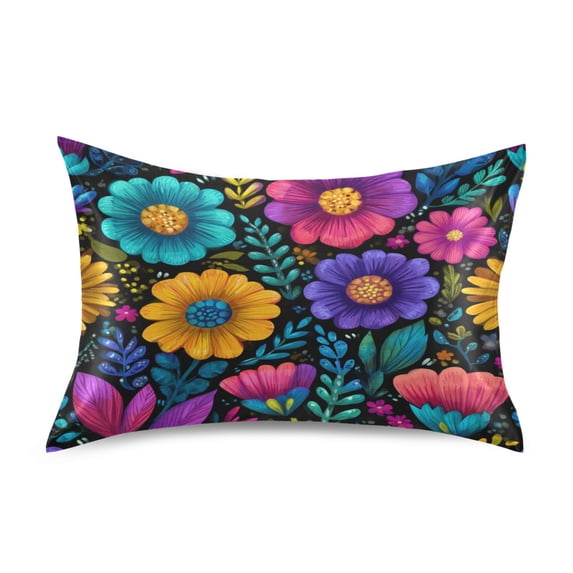 Satin Pillowcase Home Luxury Envelope Pillowcases Soft And Smooth Colorful Floral Pattern