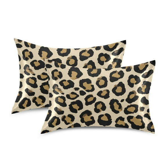 Silky Satin Standard Pillowcases For Hair And Skin Leopard Print Vector