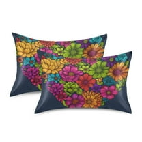 Silky Satin Standard Pillowcases For Hair And Skin Lots Of Blooming Flowers