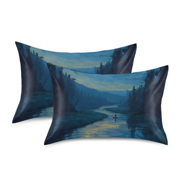 Silky Satin Standard Pillowcases For Hair And Skin Moonlight and River