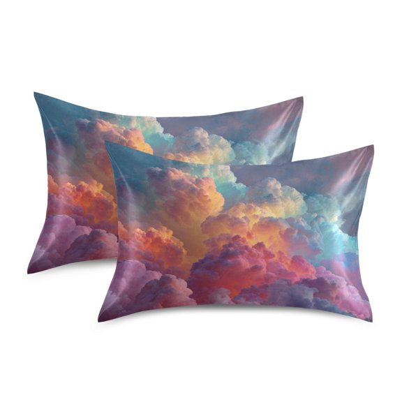 Silky Satin Standard Pillowcases For Hair And Skin Rainbow Clouds