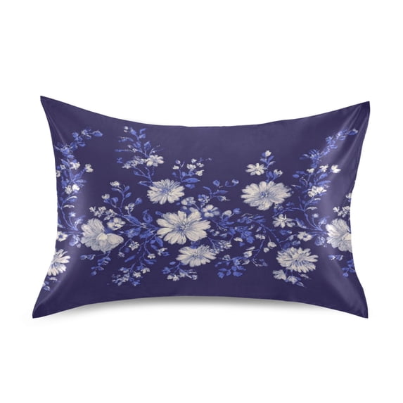 Satin Pillowcase Home Luxury Envelope Pillowcases Soft And Smooth White Navy Blue