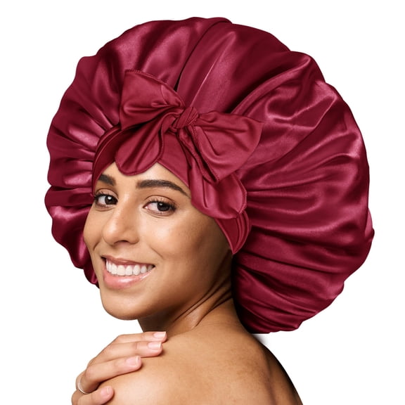 Silky Satin Tie Bonnet Large Burgundy