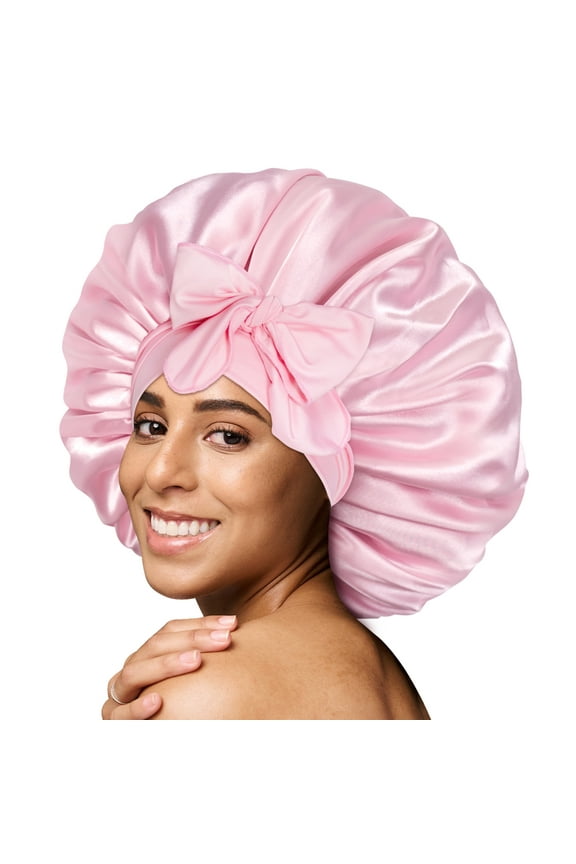 Silky Satin Tie Bonnet Large Pink