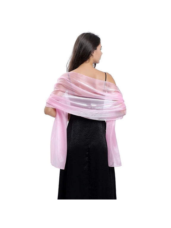 Silky Shawls and Wraps by Vorkoi Silky Fabric Women’s Organza Shawl & Wrap, Pink