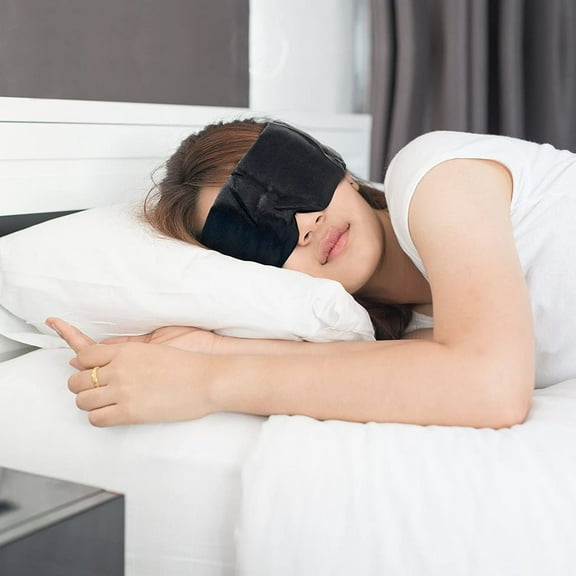 Eliminator Silky Sleep Eye Mask for Sleep Support with Mask, Bag, Ear Plugs, Black