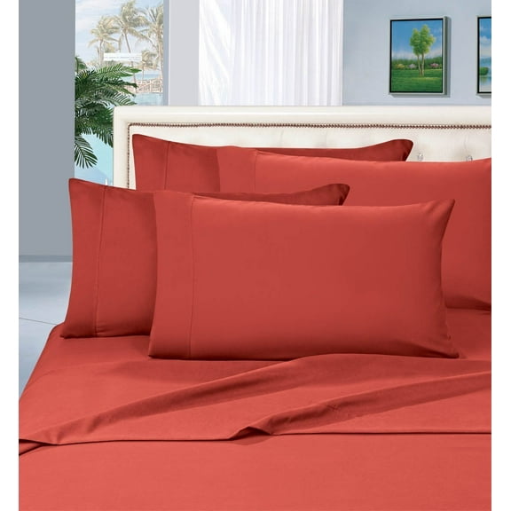 Silky-Soft 1500 Series 4-Piece Bed Sheet Set, Deep Pocket up to 16 inch, California King, Rust