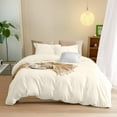 thumbnail image 1 of Luxurious 800 Thread Count 100% Egyptian Cotton 3-PCs Duvet Set ( 1 Duvet Cover Zipper Closure With Corner Ties & 2 Pillow Shams ) Solid Pattern ( King/Cal-King, Ivory ), 1 of 5