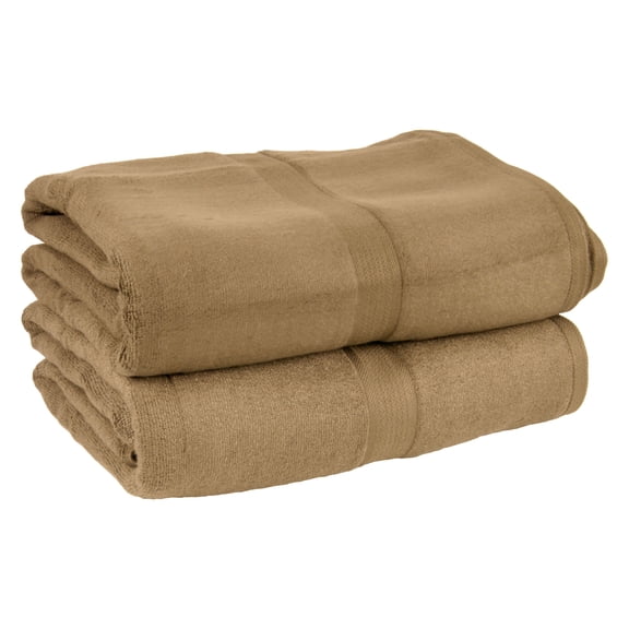 Silky Soft Bamboo Oversized Beach Towels for Adults / Bath Sheet - Extra Plush – Extra Strong Blend – Sand Tan - 1