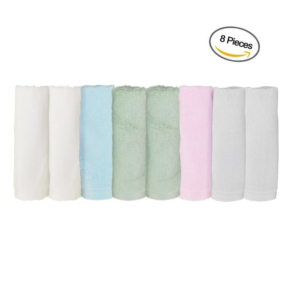 Silky Soft Bamboo Rayon Washcloth for Face - Extra Soft 100% Bamboo Rayon - 10" x 10" - Assorted Light - 8 pc