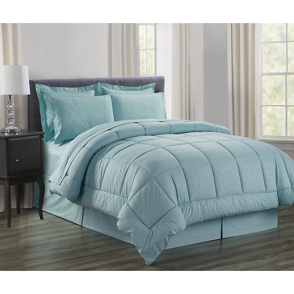 Silky Soft Bed-in-a-Bag 8-Piece Comforter Set -- Full/Queen, Turqouise