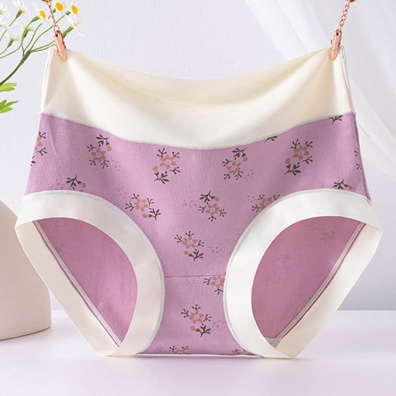 Silky Soft Cotton Panties for Women Floral Moisture Wicking Ladies Briefs Full Coverage for All Day Comfort Casual Yoga Panties Plus Size Undergarments