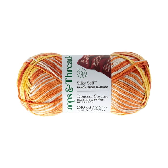 Silky Soft Multi Yarn by Loops & Threads - Yarn for Knitting - Crochet - Weaving - and Arts & Crafts - Marigold - Bamboo - 3.5 oz