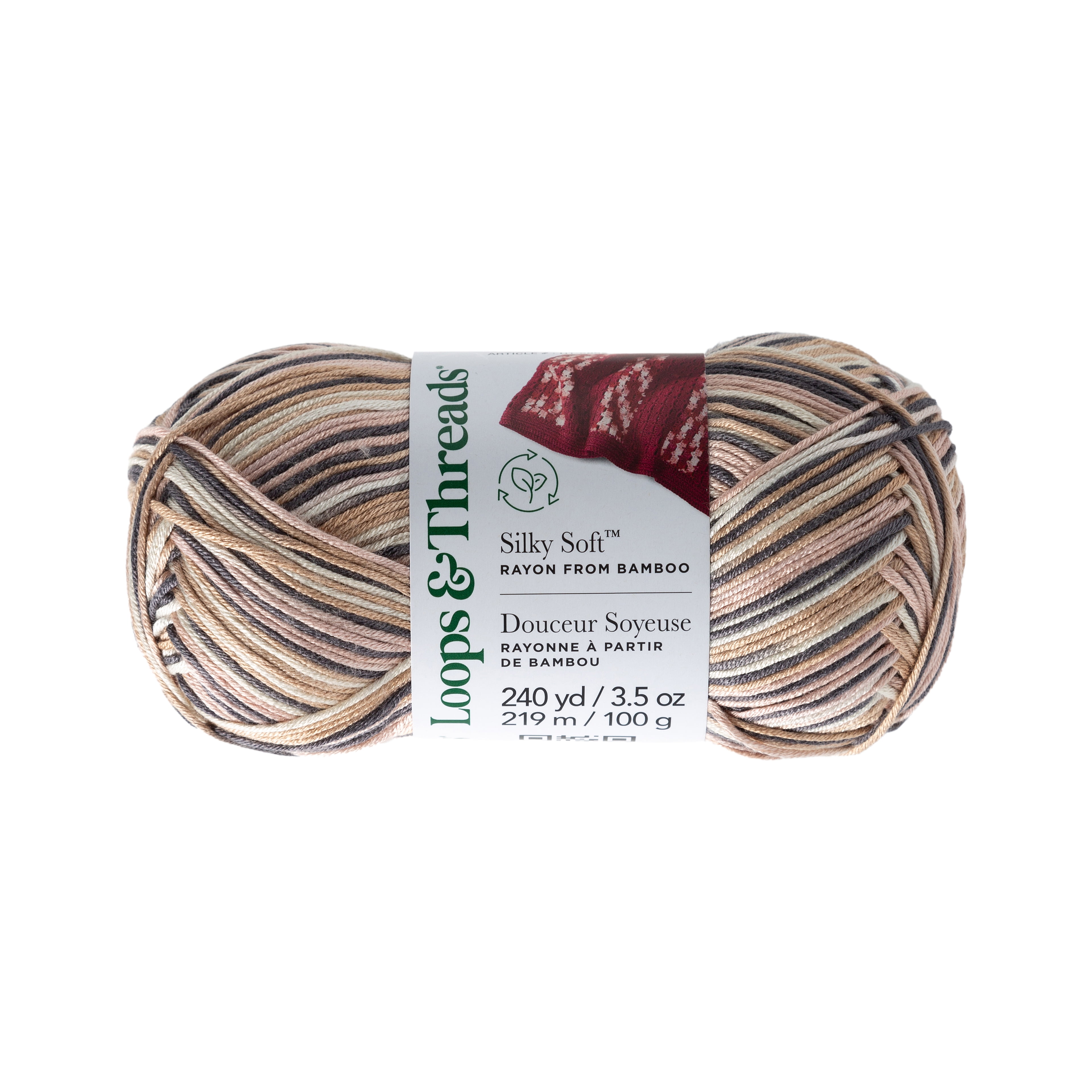 Silky Soft Multi Yarn by Loops & Threads - Yarn for Knitting - Crochet - Weaving - and Arts & Crafts - Opal - Bamboo - 3.5 oz