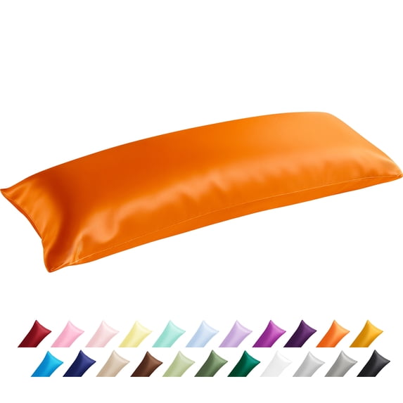 Silky Soft Satin Body Pillowcases for Hair and Skin, 20x54 Inch, 1-Piece Orange