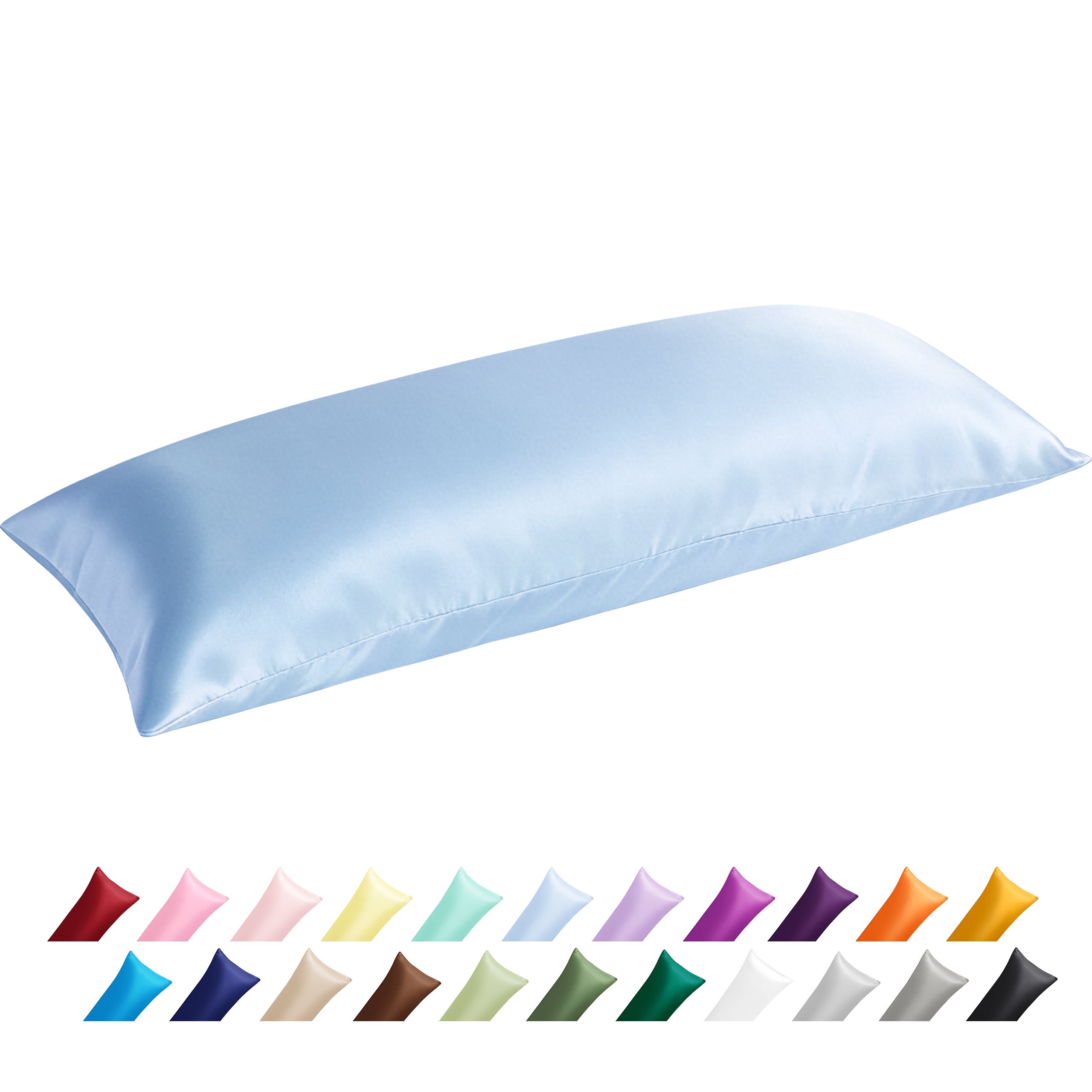 Silky Soft Satin Body Pillowcases for Hair and Skin, 20x54 Inch, 2-Piece Aqua