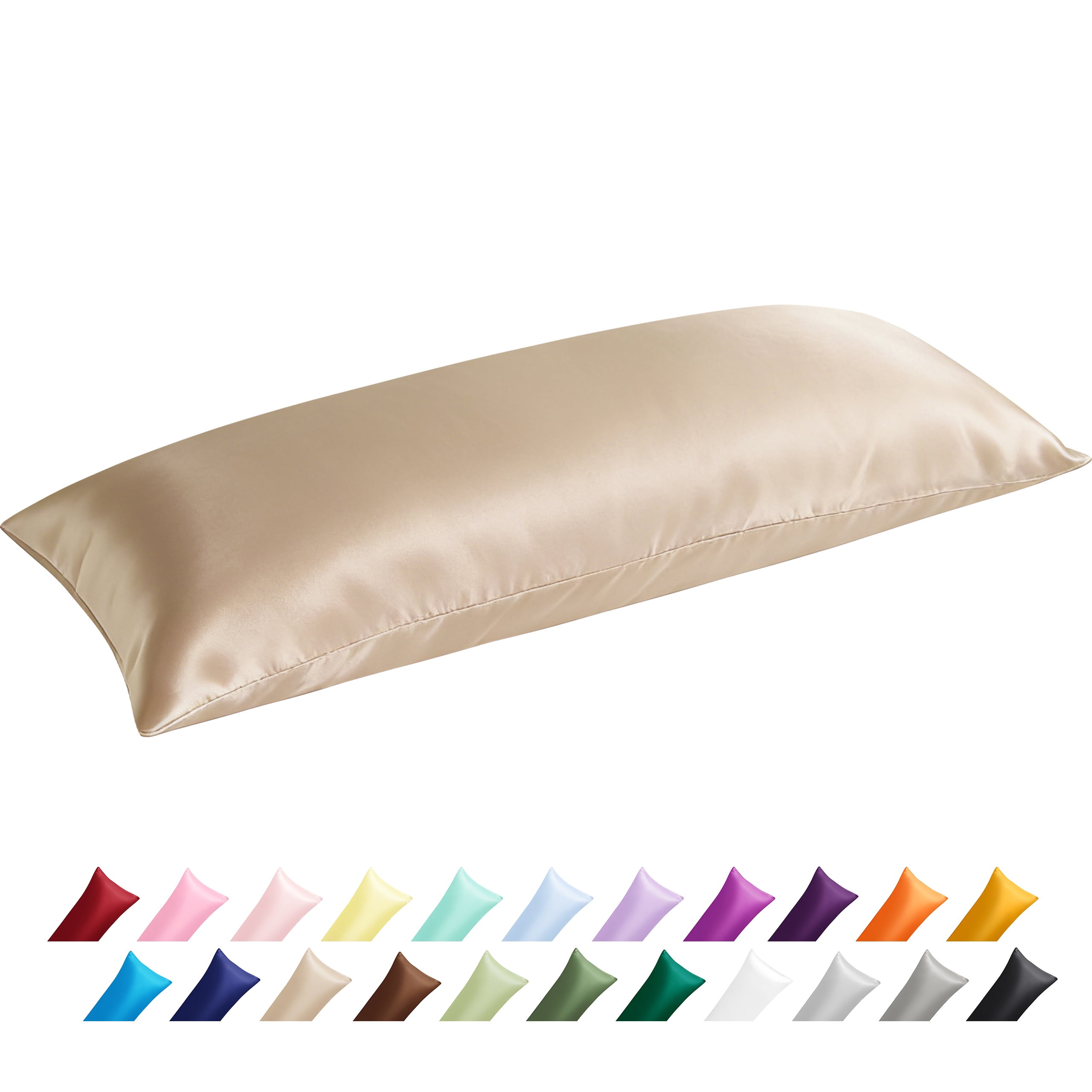Silky Soft Satin Body Pillowcases for Hair and Skin, 20x54 Inch, 2-Piece Champagne