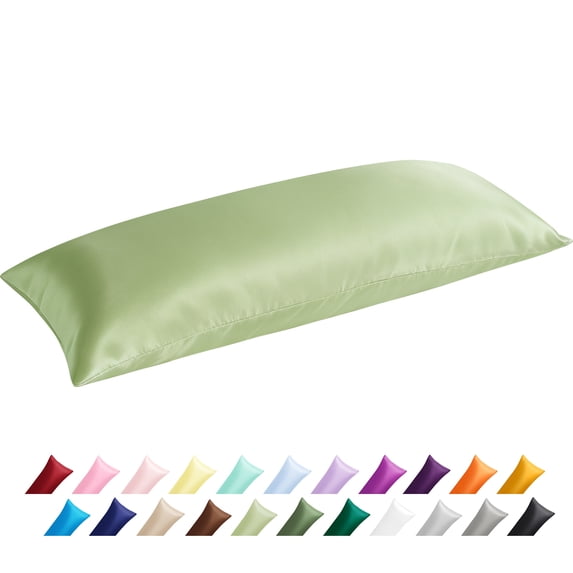 Silky Soft Satin Body Pillowcases for Hair and Skin, 20x54 Inch, 2-Piece Sage Green