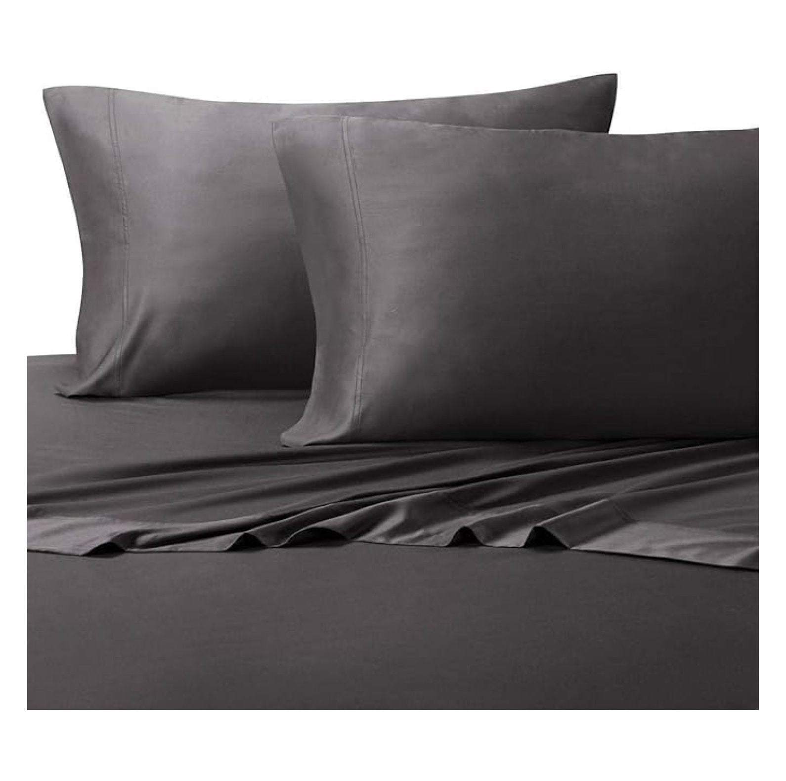 Silky-Soft Viscose from Bamboo-Cotton , King Size, Set of 2 Pillow Cases, Charcoal