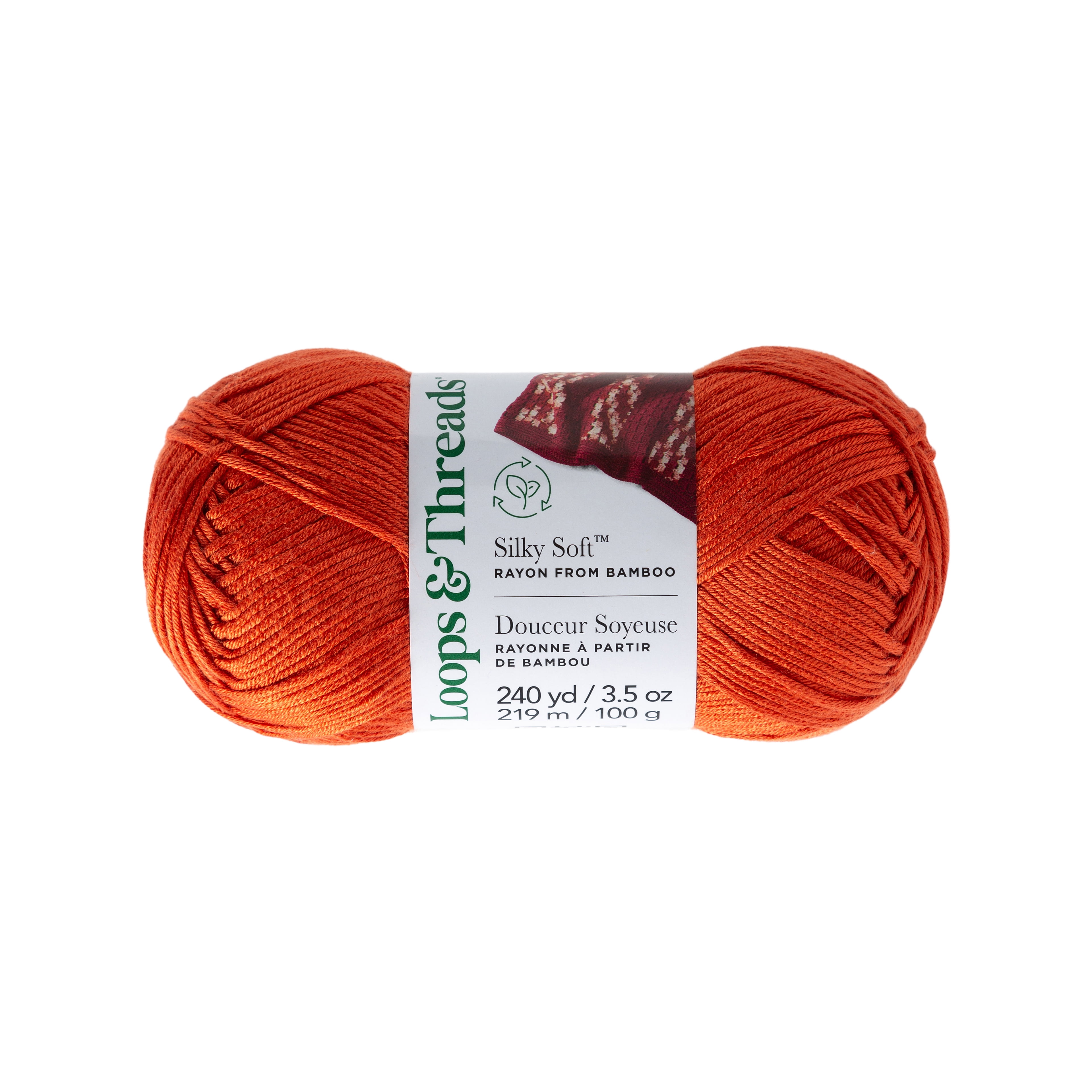 Silky Soft Yarn by Loops & Threads - Yarn for Knitting - Crochet - Weaving - and Arts & Crafts - Orange - Bamboo - 3.5 oz
