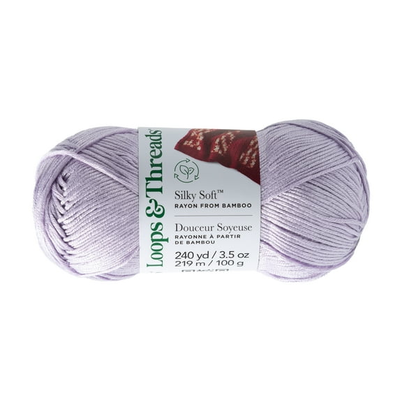 Silky Soft Yarn by Loops & Threads - Yarn for Knitting - Crochet - Weaving - and Arts & Crafts - Purple - Bamboo - 3.5 oz
