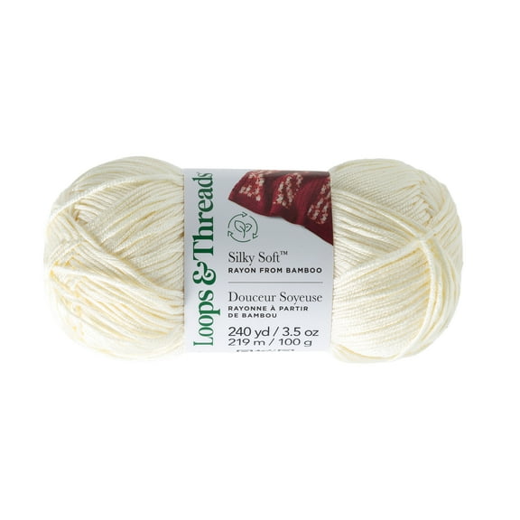 Silky Soft Yarn by Loops & Threads - Yarn for Knitting - Crochet - Weaving - and Arts & Crafts - White - Bamboo - 3.5 oz