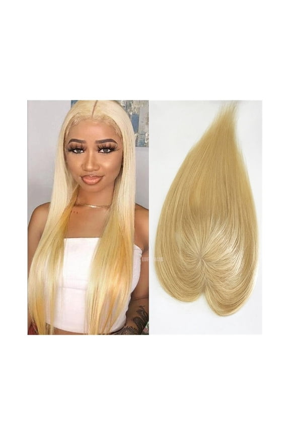 Silky Straight Hair Toppers #613 Blonde Human Hair Topper 15x16 CM Large Silk Base European Virgin Hair Clip in Straight Hair Piece for Women