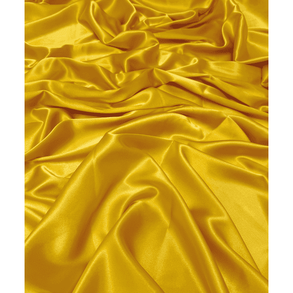Silky Stretch Satin Fabric by Yard 60" Inch Wide - Charmeuse Satin Fabric for Gowns, Weddings Decor, Table Sheets, DIY Crafts, Sewing (Yellow, 5 Yard)