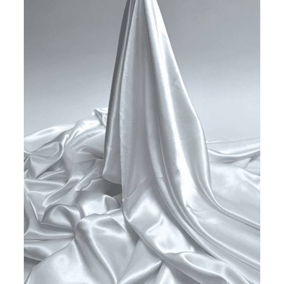 Silky Stretch Satin Fabric by Yard 60" Inch Wide - Charmeuse Satin Fabric for Gowns, Weddings Decor, Table Sheets, DIY Crafts, Sewing (White, 1 Yard)