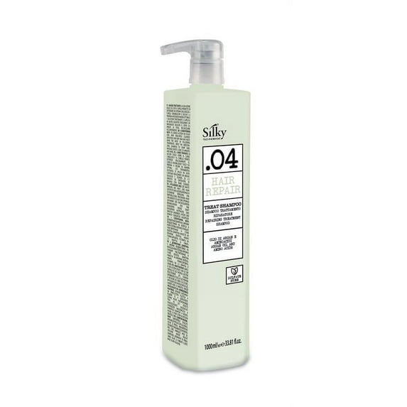 Silky TECHNOBASIC .04 Hair Repair Treat Shampoo 1000 ml| For Chemically Damaged Hair | Sulphate, Parabens & SLS Free |Vegan, Cruelty Free |Argan Oil, Amino Acid, Hydrolyzed Rice Protein |Adds Strengt