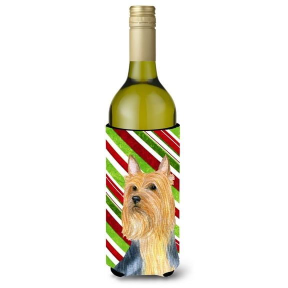 Silky Terrier Candy Cane Holiday Christmas Wine Bottle Hugger