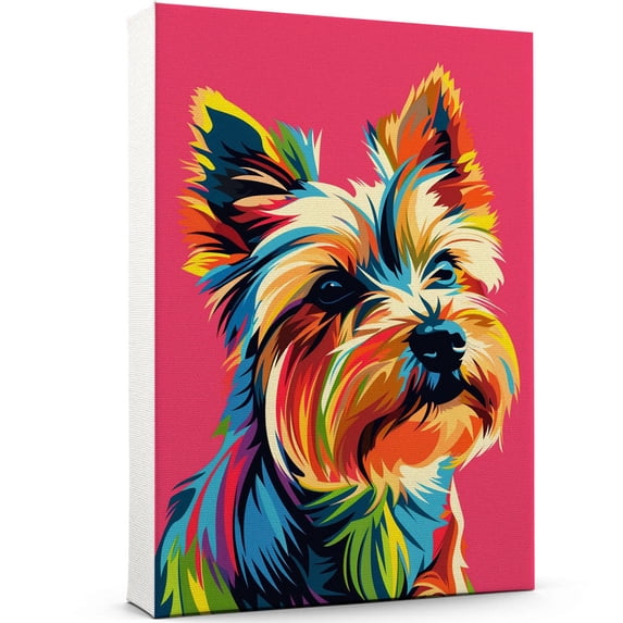 Silky Terrier Dog Canvas Wall Art Poster Prints Colorful Pop Animal Art Wall Decor Dog Picture Artwork Pet Dog Painting Poster for Home Bedroom Living Room Decoration Framed