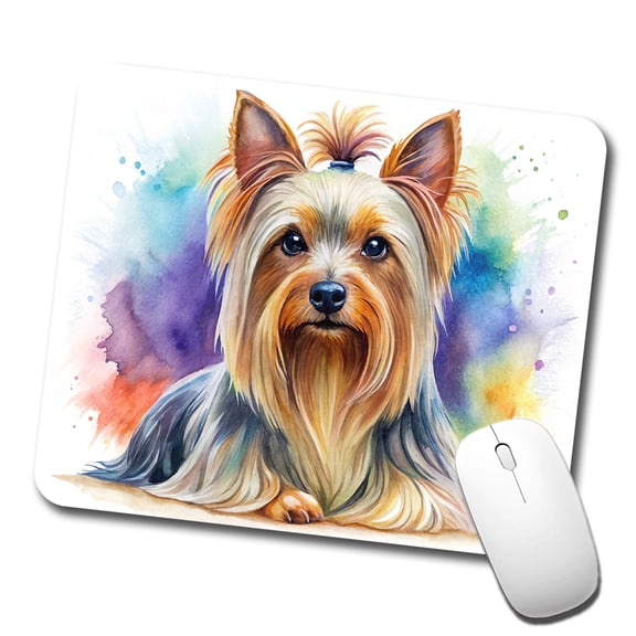 Silky Terrier Dog Watercolor Style Mouse Pad Low Profile Gaming Mat