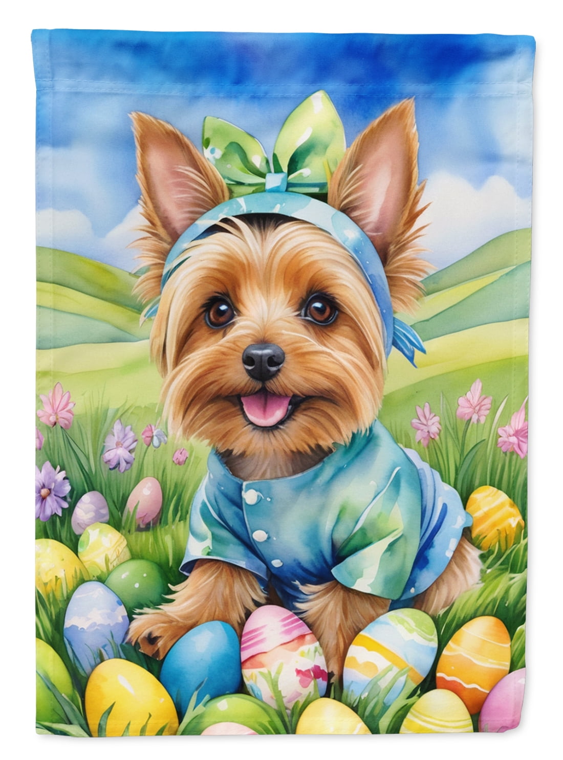 Silky Terrier Easter Egg Hunt House Flag 28 in x 40 in