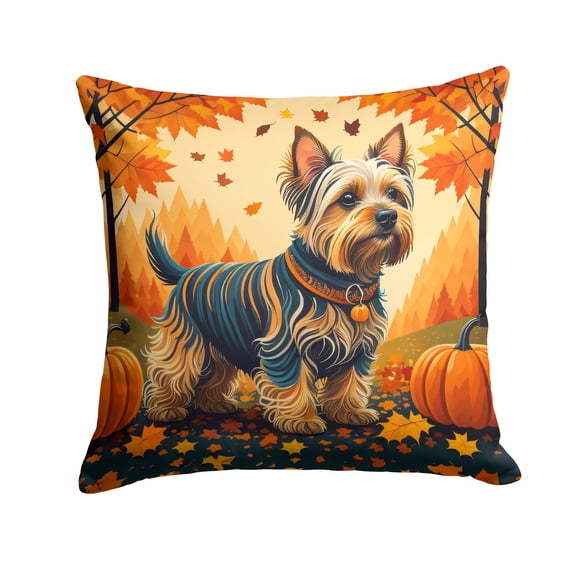 Silky Terrier Fall Fabric Decorative Pillow 14 in x 14 in