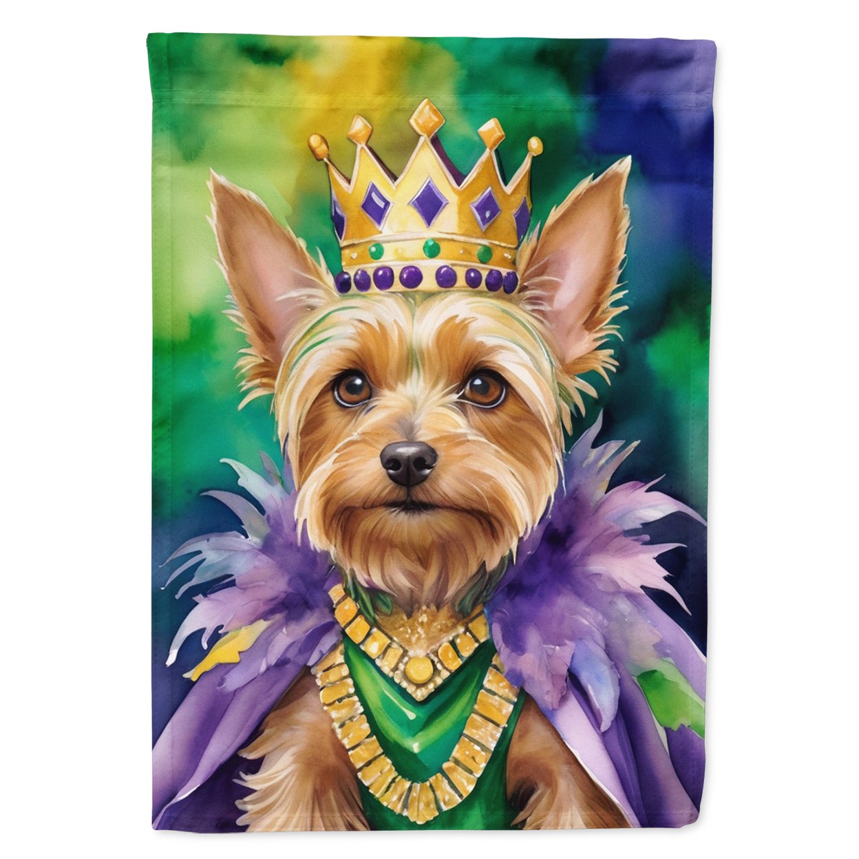 Silky Terrier King of Mardi Gras Garden Flag 11.25 in x 15.5 in