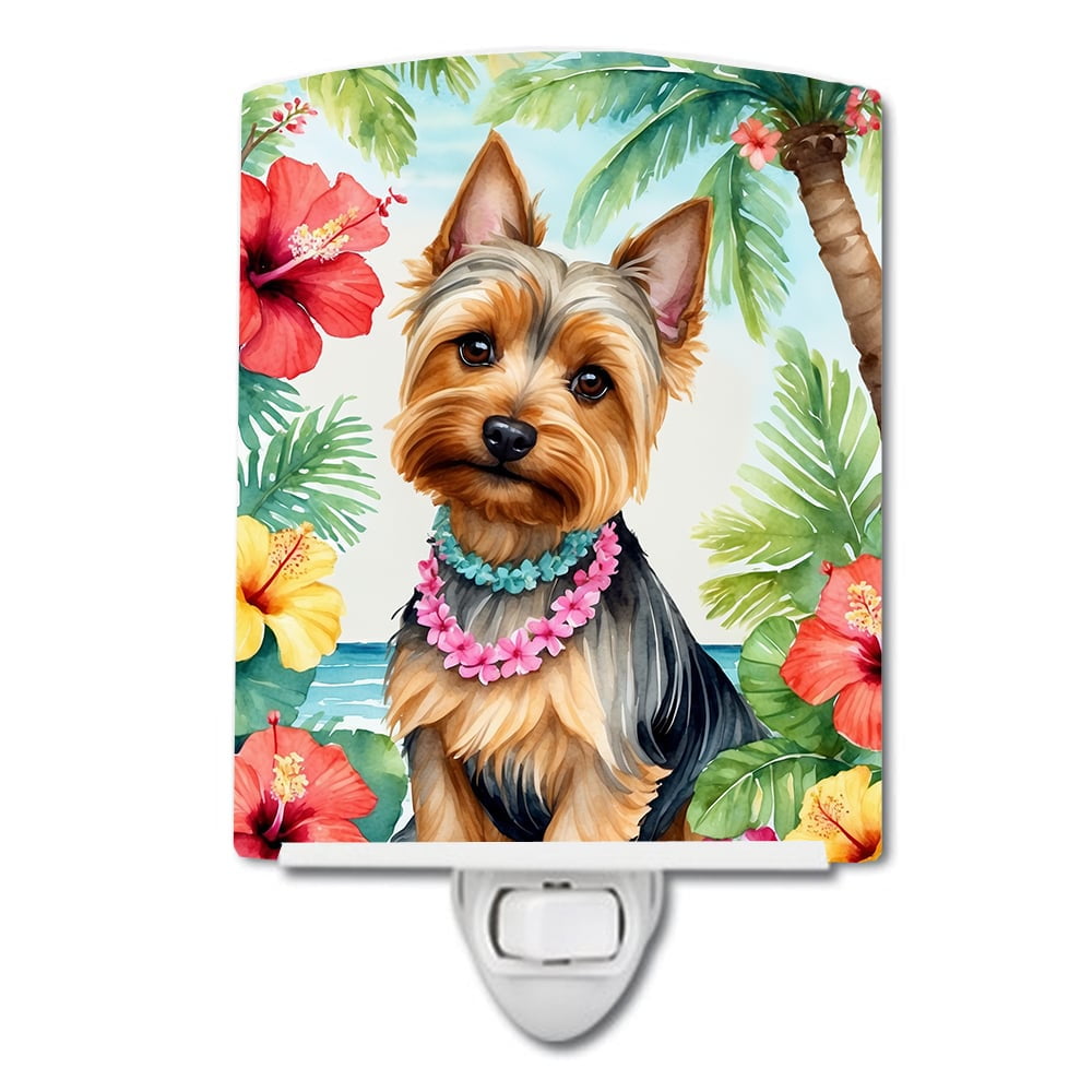 Silky Terrier Luau Ceramic Night Light 4 in x 6 in