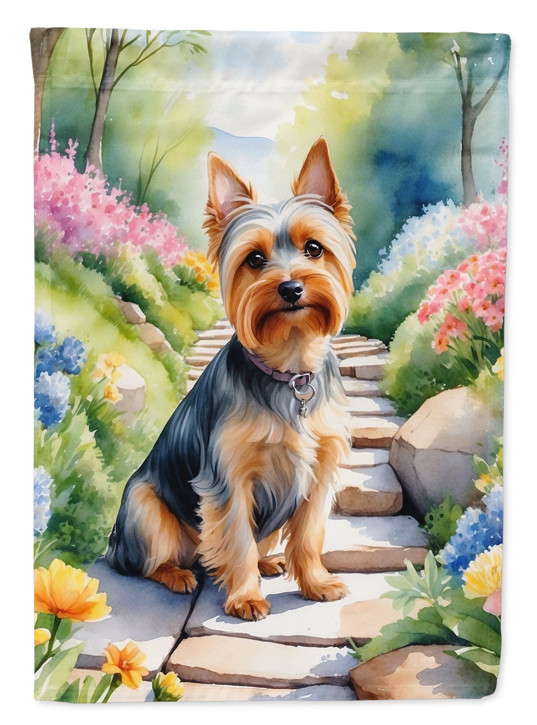 Silky Terrier Spring Path Garden Flag 11.25 in x 15.5 in