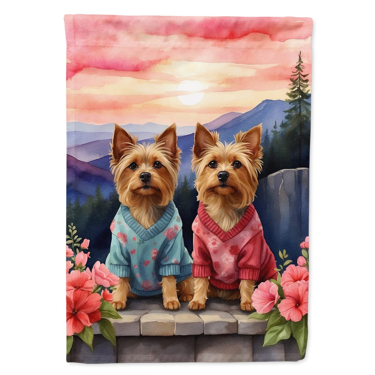 Silky Terrier Two Hearts Garden Flag 11.25 in x 15.5 in