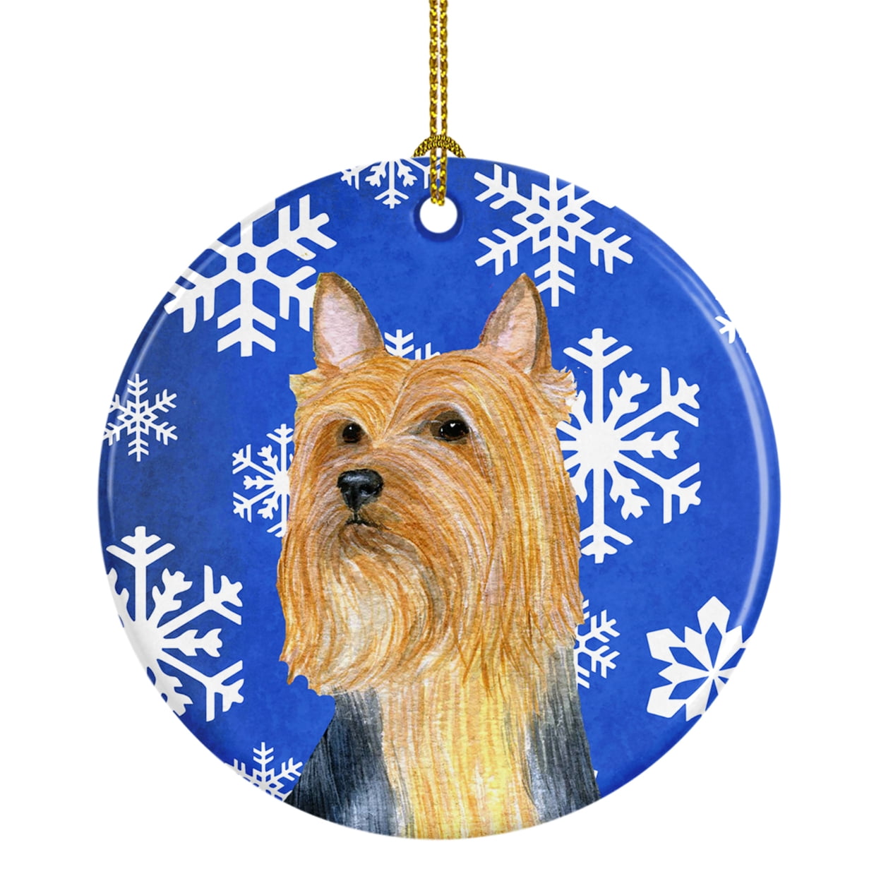 Carolines Treasures LH9271-CO1 Silky Terrier Winter Snowflake Holiday Ceramic Ornament, Multicolor