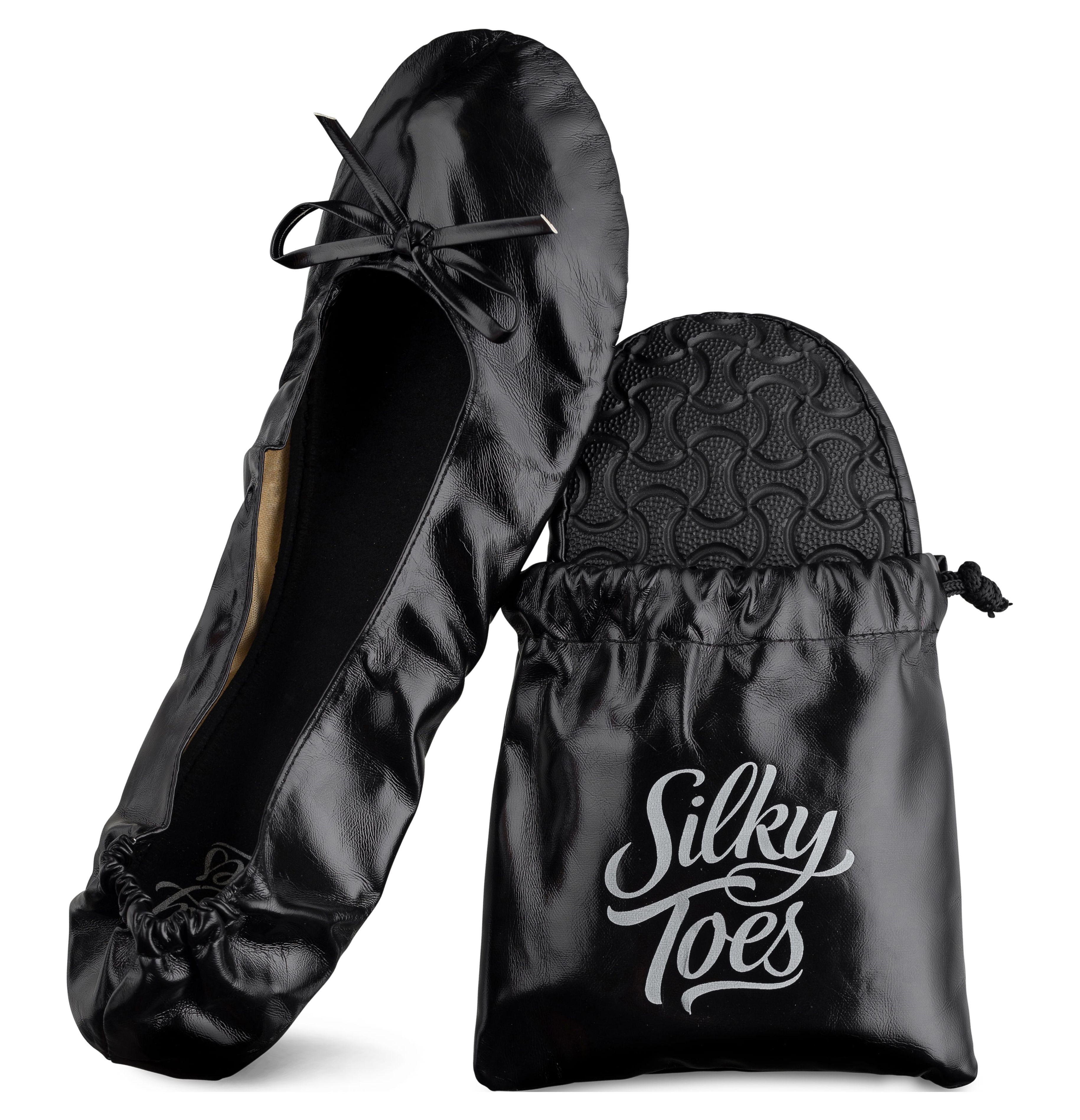 Sidekicks Womens Foldable Glitter Ballet Flats