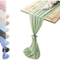 thumbnail image 1 of Silky Touch Chiffon Table Runner With Two Style Ribbon Ties - 10ft. Sage-Green Table Runner, Wedding Table Runner 29 x 120 Inches, Great Runner For Halloween Party, Christmas Event & Elegant Dining, 1 of 5