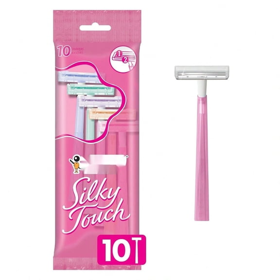 Silky Touch Women's Disposable Razors, With 2 Blades, Pretty Pastel Razor Handles, 10 Count Pack of Shaving Razors - 10 Count (Pack of 1)