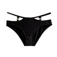 thumbnail image 1 of Silky Underwear for Women Breathable Thongs with Hollow Straps Sexy Comfort Panties Thong, Black, Large, 1 of 6