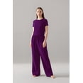 thumbnail image 1 of Cherryloom Women’s Two-Piece Pajama Set – Fitted Crewneck Tee & Drawstring Wide-Leg Pants, Soft Cotton-Modal Blend (Berry), 1 of 1