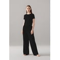 thumbnail image 1 of Cherryloom Women’s Two-Piece Pajama Set – Fitted Tee & Drawstring Lounge Pants with Side Pockets, Soft Modal-Cotton Blend in Black, 1 of 1