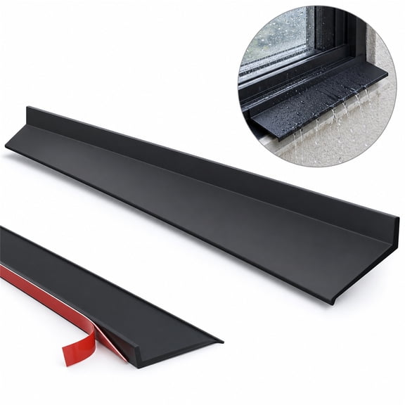 Sill Water Barrier Strip Rain Drip Edge Waterproof Self-Adhesive Strip Window Sill Drain Strip Window Rain Deflector Water Barrier Strips Window Sill Water Barrier for Windows Sill, 79 in, Black