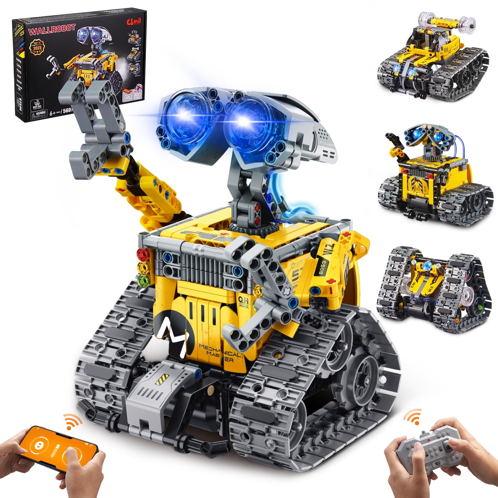 Sillbird 4-in-1 STEM Robot Kit, Remote & APP Controlled Robotics Kit, Educational Gifts Toys for Kids Age 6+(560 Pieces)